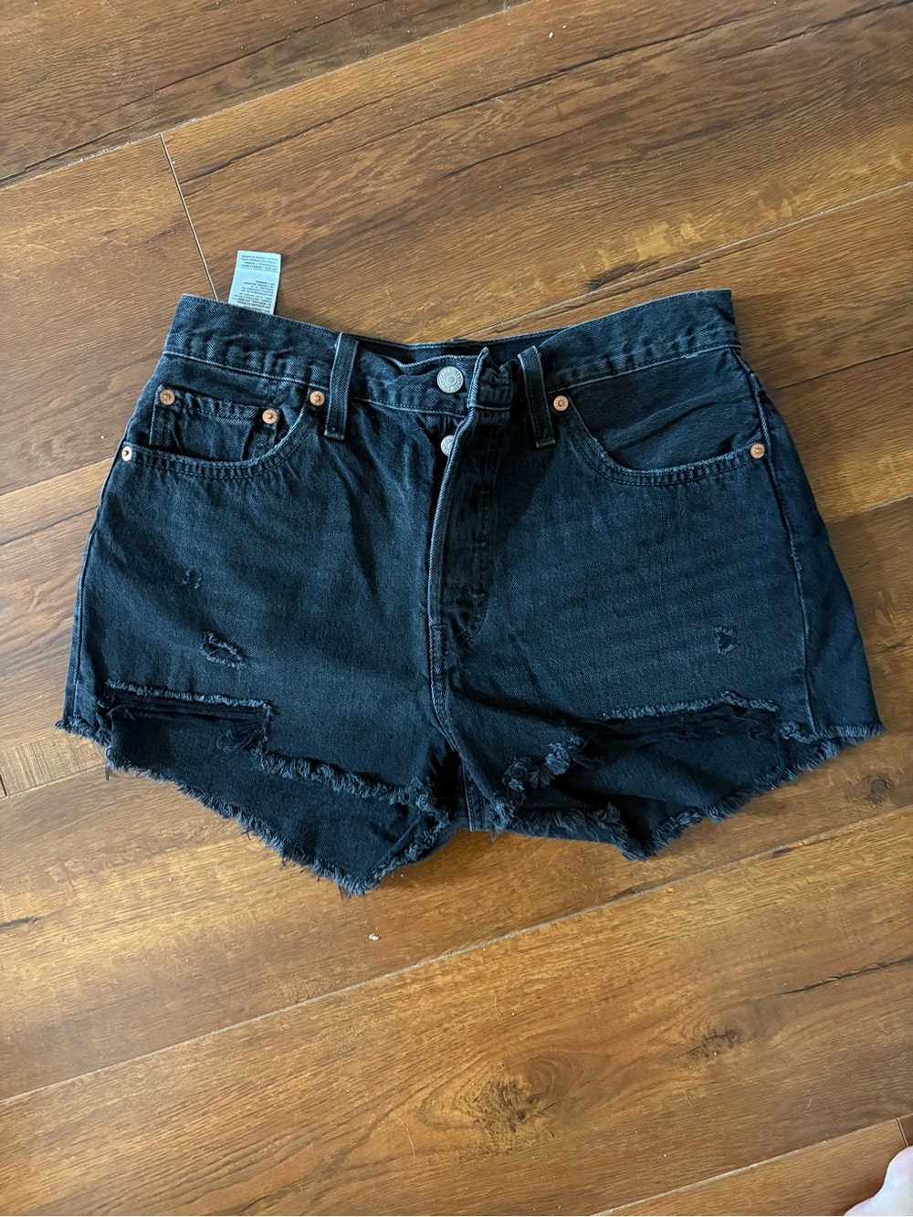 Levi Black Distressed Denim Women's Shorts